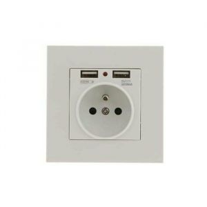 Lot de 2 prises murales prise lectrique murale avec double USB prise encastre avec 2 ports USB pratique et maniable Label