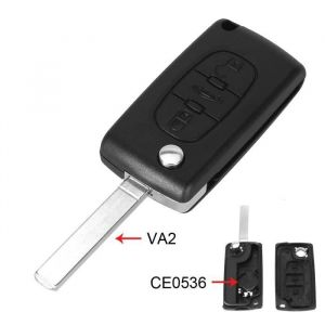 Taille -3 boutons coque de cl&eacute; t&eacute;l&eacute;commande pliable &agrave; avec lame HU83-VA2 &eacute;tui pour cl&eacute; de voiture Peugeot 207 208 307 308 408