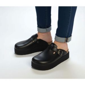 Sabot femme Compensé en simili cuir noir SN900 39