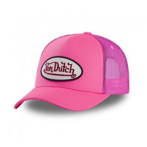 Casquette Trucker Femme Von Dutch - Rose - Patch brod&eacute; - Taille Unique R&eacute;glable