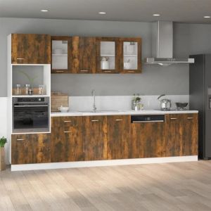 RemiseArmoire à micro-ondes Lyon - Buffet Bahut de cuisine/Meuble bas - Chêne fumé 60x57x207 cm JILIMAISON2025 5942210