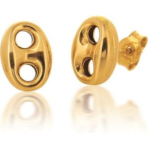 Boucles doreille puces Grain de café Or Jaune 18 Carat