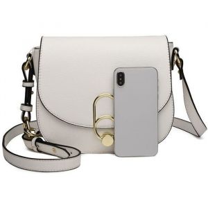 Miss Lulu Sac &agrave; Bandouli&egrave;re Femme 22x8x18cm Sac &agrave; Main Femme En Cuir Sac &Eacute;l&eacute;gant Petit Sac Bandouli&egrave;re Amovible et R&eacute;glable Blanc