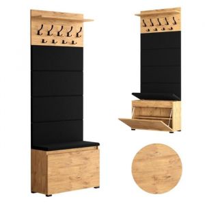 Porte-Manteau avec Armoire à Chaussures LOVA - Meuble d’Entrée avec Banc - 9 Crochets et Coffre - 200x80x30 cm - Lancelot