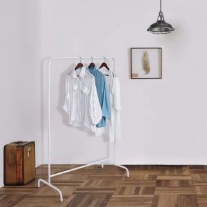 EUGAD Porte-Manteau Portant télescopique en métal 1 Tringle 99x46x153cm Blanc