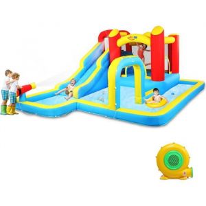 LALAHO Aire de Jeux Gonflable avec Souffleur Piscine Toboggan AquatiqueCanon &agrave; Eaua465 x 365 x 195cm
