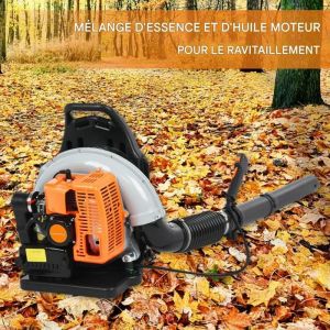 Souffleur thermique a dos 63cm3 professionnel 665CFM haute puissance pour feuilles et neige usage intensif jardin parc