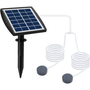Pompe Solaire pour Bassin AéRateur Solaire De Bassin Pompe à OxygèNe Solaire à Brancher 6 V 2 W avec Tuyau Et 2 Pierres