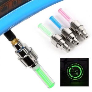 Lumière Bouchon Valve LED Néon Sécurité Roue de Vélo Moto Voiture Vert lot de 2