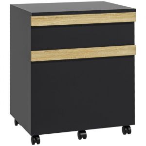 Caisson de bureau - Vinsetto - à roulettes - 2 tiroirs coulissants trieur à dossiers - Panneau de particules - 48x40x59.5cm - noir