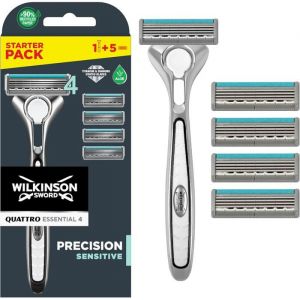 Quattro Titanium Sensitive pour homme - Pack de 1 rasoir + 5 recharges de lames