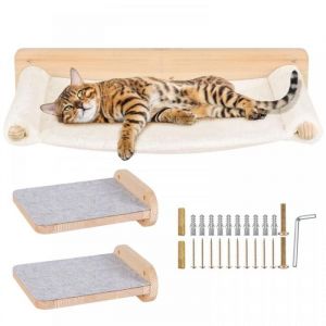 SUPFINE Arbre &Agrave; Chat Kit Descalade Pour Chat Lit Pour Chat Avec Escalier Mural Hamac Planche &Agrave; Gratter