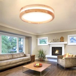 U-do Plafonnier CouloirRetro Lustre Plafonnier LED Vintage Lampe de Plafon Industrielle en Bois Style Campagne30*6cmLumi&egrave;re