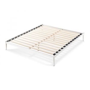 Sommier m&eacute;tallique 160x200 style industriel Noir - Cadre &agrave; lattes larges - Design style urbain