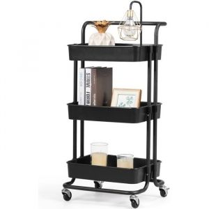 DREAMADE Chariot à 3 NiveauxDesserte à roulettesChariot de Rangement Mobile avec 3 Panier de RangementChambre