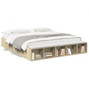 Cadre de lit - 2 personnes - chêne sonoma - 180x200 cm - bois dingénierie LL286422