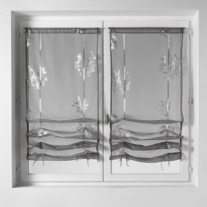 Store Voilage en Etamine Imprim&eacute;e Gris clair 60x160 cm