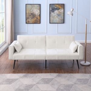 Canap&eacute;-lit Convertible Pliable Beige 175x71x71cm-Dossier R&eacute;glable Futon Confortable-Design Compact Stable-Salon Chambre Petit