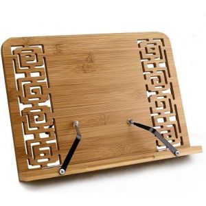 Porte-livre de Cuisine Portable - Lutrin en Bambou - &Eacute;cologique - L&eacute;ger - R&eacute;glable