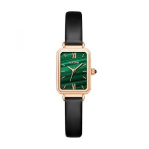 Montre femme marque quartz haut de gamme cadran rectangulaire bracelet en cuir cadran vert malachite haut de gamme tempérament