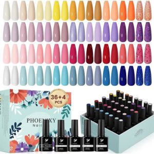 40Pcs Kit Vernis Semi Permanent 36 Coloris Vernis Semi Permanent Avec Compris Couche De Base Couche De Finition Brillante Mate