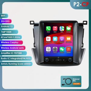 9.7 pouces Android 13 autoradio pour Toyota RAV4 RAV 4 2013-2018 2+32G Carplay Android Auto GPS st&eacute;r&eacute;o 2din wifi Bluetooth rds swc