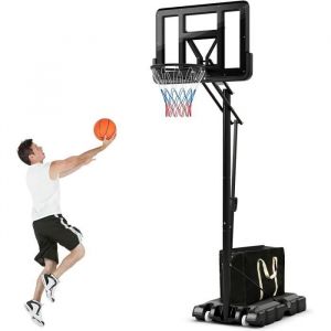 GYMAX Panier de Basket Extérieur Portable, Réglable en Hauteur 2,45-3,05m, Système de Panier de Basket pour Adolescents, Adultes