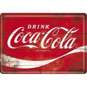 Plaque en métal - COCA COLA - Logo classique - 14 X 10 cm - Style vintage - A suspendre