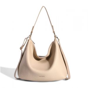 David Jones - Sac &agrave; Main Hobo Port&eacute; Epaule Femme - Cabas Fourre-Tout Simili Cuir Souple - Grand Sac Shopping Bandouli&egrave;re - Beige