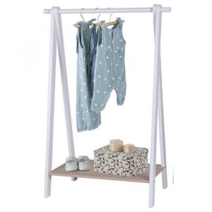 PENDERIE SUPPORT PORTANT VALET CHAMBRE VETEMENT BOIS BLANC CAMPAGNE RANGEMENT