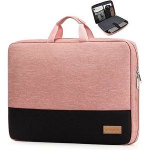 Housse Ordinateur Portable 15.6 pouces avec Poignée Sacoche TSA pour Ordinateur Portable Étanche avec 4 Couches de Protection Rose