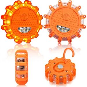2 Pcs Girophare LED Vehicule Gyrophare LED Sans Fil Étanche avec Magnetique Gyrophare Orange Alimentée par Batterie9 Fonctions