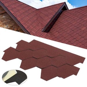 Bardeaux bitum&eacute;s toiture Shingle mosa&iuml;que &ndash; Bardeaux bitumineux pour abri de jardin / garage &ndash; Rouge &ndash; 3 m&sup2; &ndash; Lot de 21 bardeaux