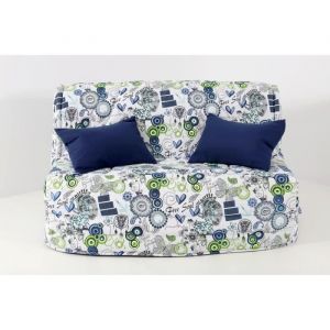Housse BZ 160x200 matelassée MOTIF BLEU