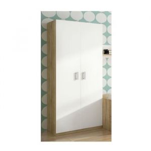 Armoire meuble de rangement coloris Chêne cambrian-Blanc - Longueur 90 x profondeur 50 x hauteur 1994 cm