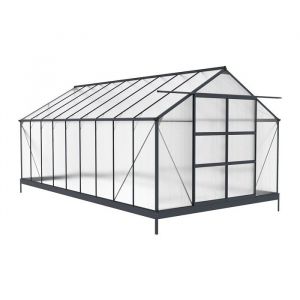 Serre de Jardin en polycarbonate de 169 m&sup2; avec embase - Anthracite -  IXORA