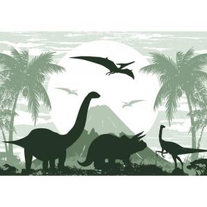 Papier Peint Intissé Dinosaure 416x254 cm Chambre Enfant Garcon Photo Non Tissé Muraux Trompe loeil