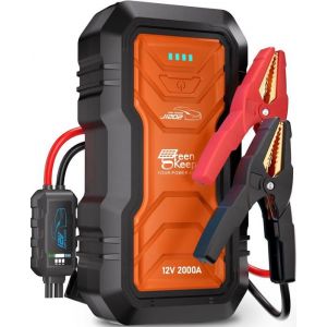 Booster Batterie Voiture 2000A Booster Batterie 12V Pour Essence 7.0L & Diesel 6.5LPack De Démarrage Avec Kit DUrgence MultipleLed