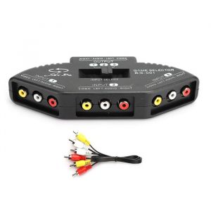 Répartiteur audio vidéo RCA 3 entrées 1 sortie sélecteur de commutateur noir avec câble AV pour DVD VCD VCRNoir