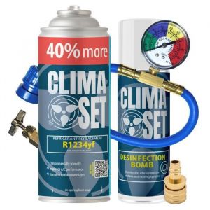 XL ClimaSet R1234yf + Désodorisant Lime + Câble + Adaptateur 340g – Kit pour climatisation automobile