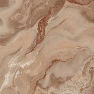 Papier peint en vinyle texturé effet marbre Sort mystique Elle Decoration Moka / Or rose 10447-13