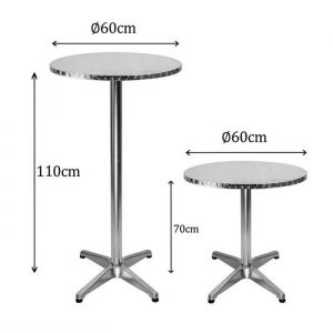 TABLE DE BAR bistrot en inox et aluminium DINGXIANG® pour Bar Maison Jardin Restaurant - Argent