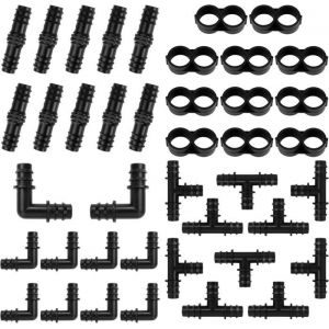 Kit de 40 Raccords dirrigation Goutte &agrave; Goutte pour Tube de 16 mm 10 t&eacute;s 10 raccords 10 Coudes et 10 Bouchons dextr&eacute;mit&eacute;