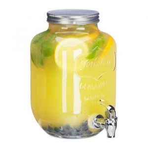 Relaxdays Distributeur de boisson 35 L limonade carafe verre robinet  retro vintage fontaine boisson transparent