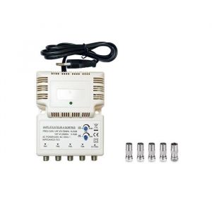 Amplificateur intérieur UHF - OPTEX - Modèle 890330 - Gain 25dB - 1 entrée 4 sorties - Blanc