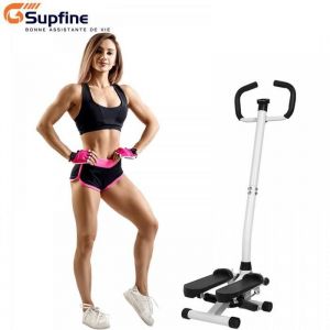SUPFINE Stepper Fitness - Stepper avec Guidon Extenseurs écran LCD Multifonction Acier PE  Noir + Blanc