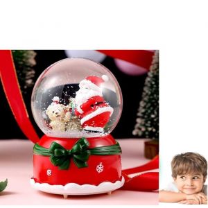 BOULE DE NOEL Boule &agrave; neige musicale de No&euml;l lumineuse automatique et lumi&egrave;res color&eacute;es P&egrave;re No&euml;l d&eacute;coration de bureau cadeau