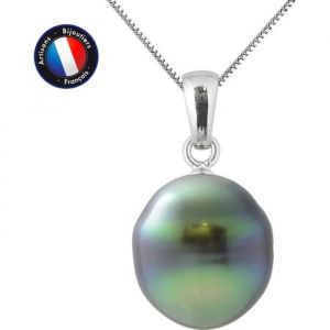 Collier - Perlinea - Perle de Tahiti A+ - Argent 925 - 11-12 mm - Longueur 42 cm