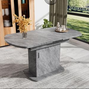 Table de salle à manger extensible - Multifonctionnelle - Ovale - Gris - 110/130*70*75 cm - Style Scandinave