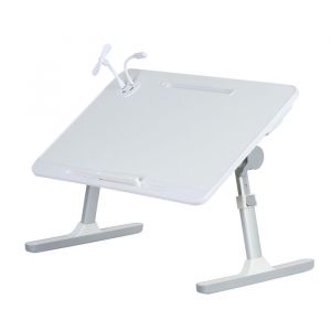 SUPPORT TABLETTETable de lit canap&eacute; pour ordinateur portable Table pliante avec port USB regarder des Films blanc